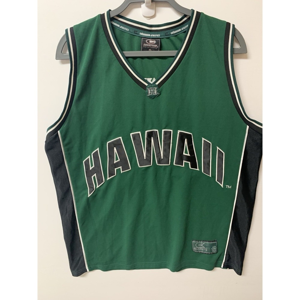 VTG Y2K 90s University of Hawaii Basketball Jersey XL Green #23 Colosseum RARE